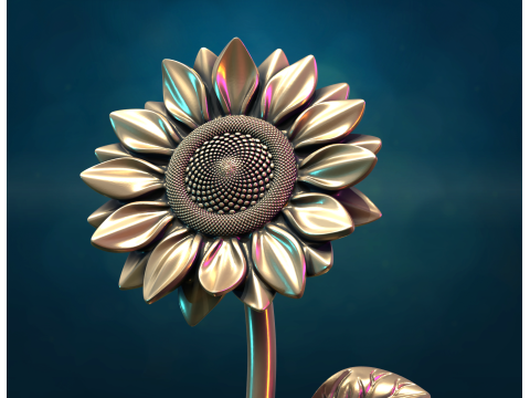 Sun Flower sculpture Model Cetak 3D