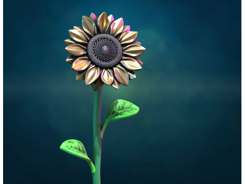 Sun Flower sculpture Model Cetak 3D