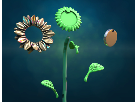 Sun Flower sculpture Model Cetak 3D