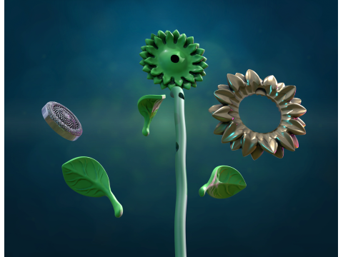 Sun Flower sculpture Model Cetak 3D