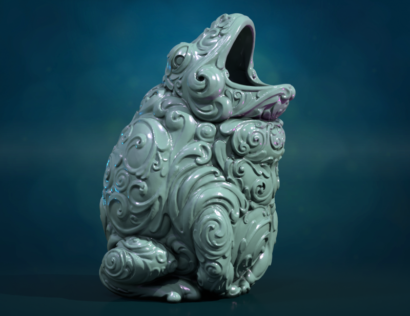Ornate Toad Frog opened 3D Baskı Modeli .c4d .max .obj .3ds .fbx .stl .blend 