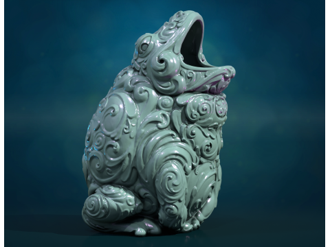 Ornate Toad Frog opened 3D Print Model