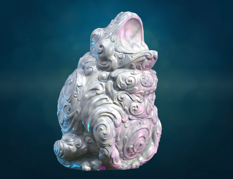 Marble Toad Frog PBR 3D Baskı Modeli .c4d .max .obj .3ds .fbx .stl .blend 