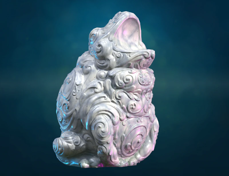 Marble Toad Frog PBR 3D Print Model .c4d .max .obj .3ds .fbx .stl .blend 