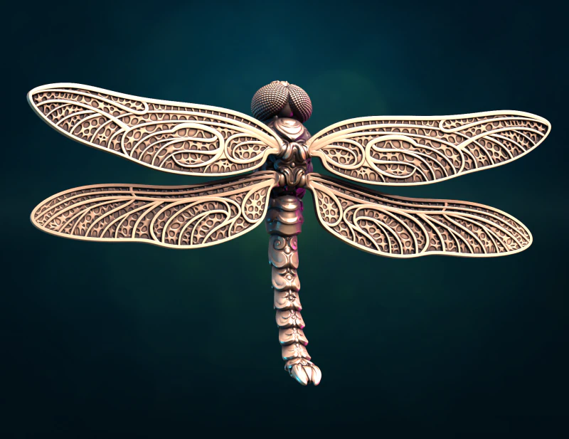 Dragonfly sculpture 3D Print Model .c4d .max .obj .3ds .fbx .stl .blend 