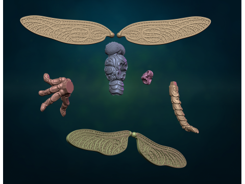 Dragonfly sculpture 3D-Druckmodell