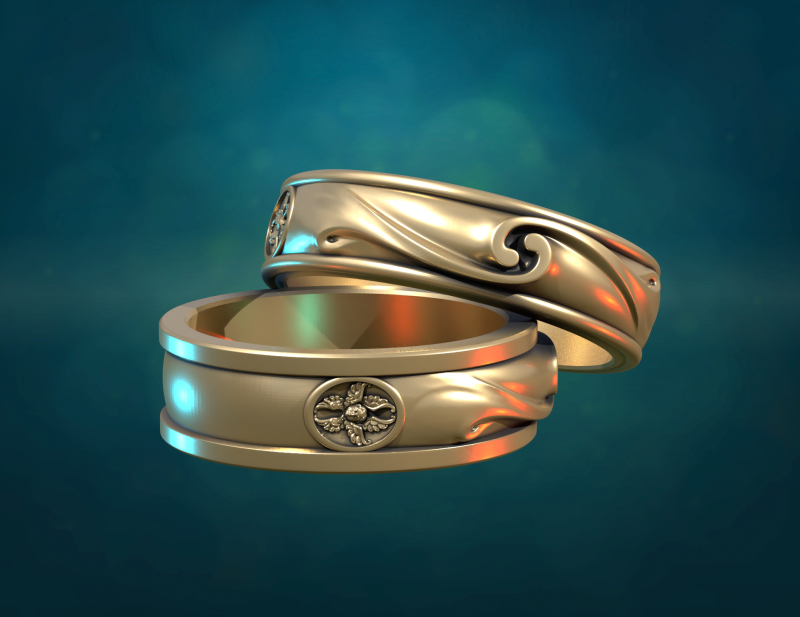 Wedding Rings 3D Принт Модель .c4d .max .obj .3ds .fbx .stl .blend