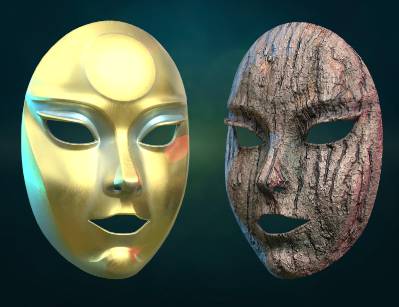 Female woman Mask PBR 3D Druckmodell .c4d .max .obj .3ds .fbx .stl .blend