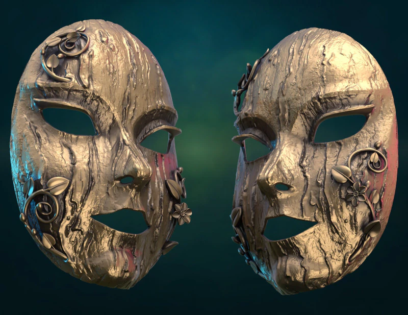 Bark Dryad Mask 3D Print Model .c4d .max .obj .3ds .fbx .stl .blend