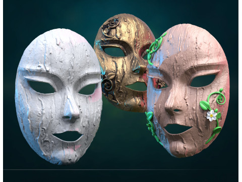 Bark Dryad Mask Model Cetak 3D
