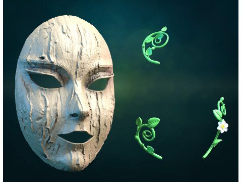 Bark Dryad Mask Model Cetak 3D