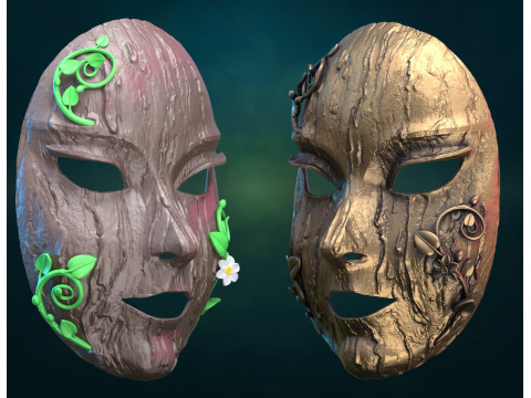 Bark Dryad Mask Model Cetak 3D
