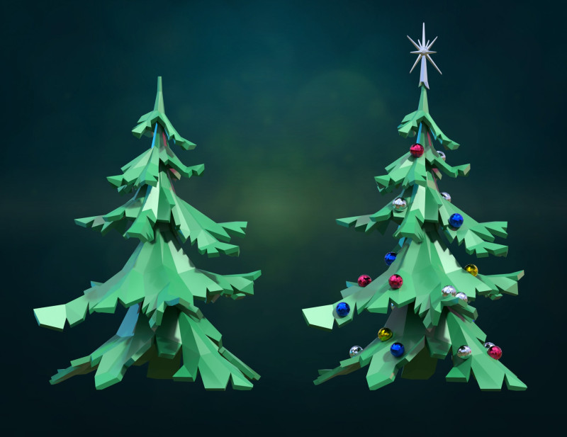 Christmas Fir Tree LP 3D 打印模型 .c4d .max .obj .3ds .fbx .stl .blend 