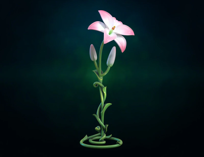 Lily flower Assembly 3D Print Model .c4d .max .obj .3ds .fbx .stl .blend