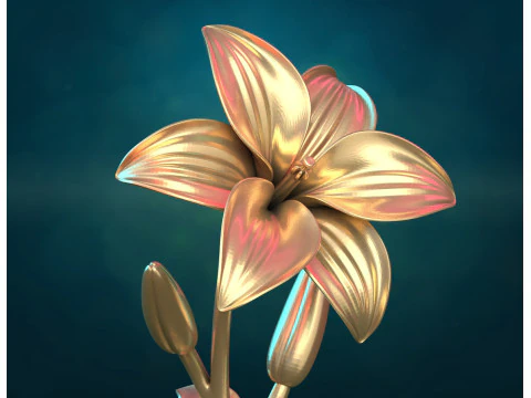 Lily flower Assembly 3D Print Model