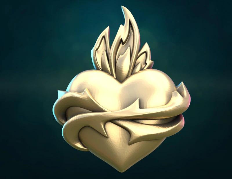 Flame heart and Pendant 3D Print Model .c4d .max .obj .3ds .fbx .stl .blend 