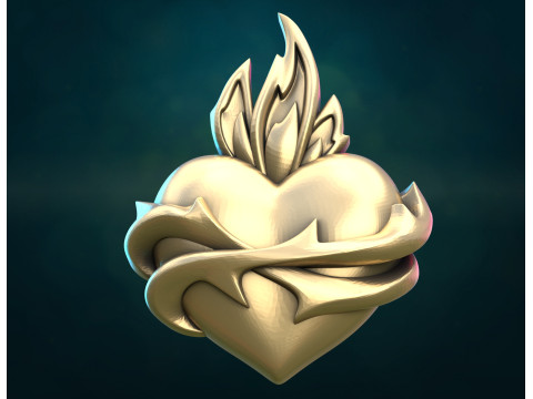 Coeur de flamme et Pendentif Modèles 3D en vedette