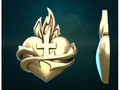 Flame heart and Pendant 3D Print Model