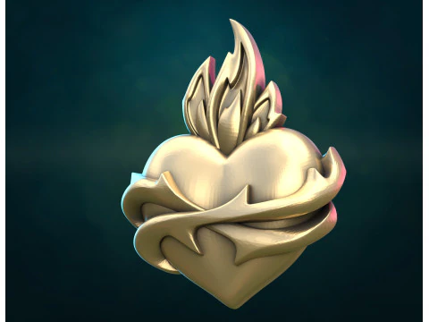 Flame heart and Pendant 3D Print Model
