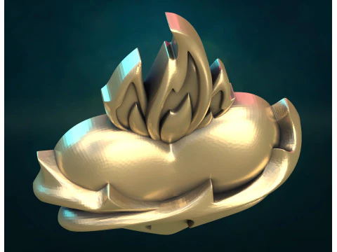 Flame heart and Pendant 3D Print Model