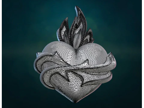 Flame heart and Pendant 3D Print Model