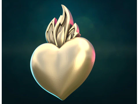 Flame heart and Pendant 3D Print Model