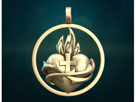 Flame heart and Pendant 3D Print Model