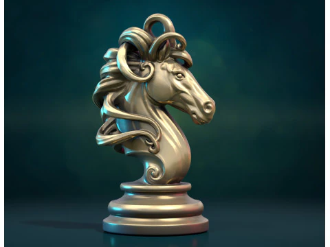 Patung kuda ksatria catur Model Cetak 3D