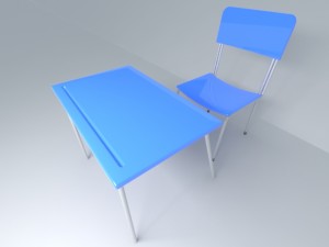 classroom chair with desk 3D Model