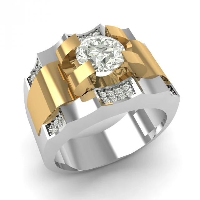 platinum and gold ring with diamond 1 3D Print Model .c4d .max .obj .3ds .fbx .stl .blend 