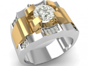 platinum and gold ring with diamond 1 3D Print Model