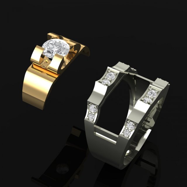 Download platinum and gold ring with diamond 1 3D Model