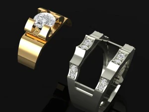 platinum and gold ring with diamond 1 3D Print Model