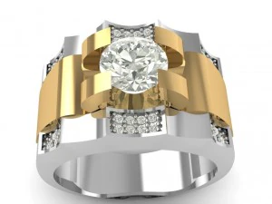 platinum and gold ring with diamond 1 3D Print Model