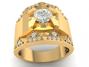 gold ring with diamond 1 3D Print Model