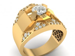 gold ring with diamond 1 Modelo de Impressão 3D