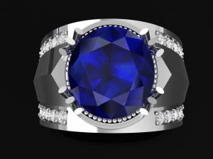 white gold ring with sapphire 3D Print Model