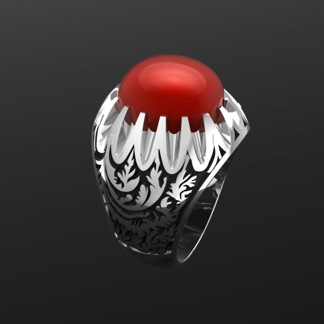 white gold ring with ruby 3D Print Model .c4d .max .obj .3ds .fbx .lwo .lw .lws