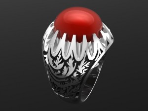 white gold ring with ruby 3D Print Model