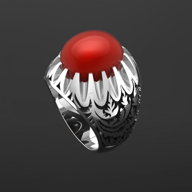 Download white gold ring with ruby 3D Model