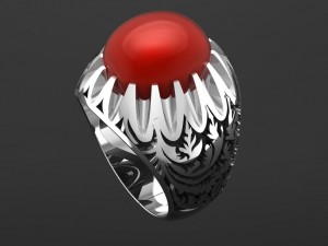 white gold ring with ruby 3D 打印模型