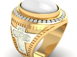 gold ring with ruby oval 3D Print Model
