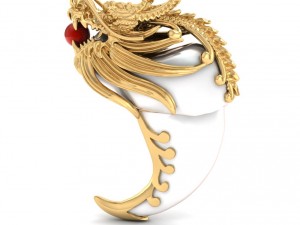 tiger teeth with golden dragon and ruby 3D Baskı Modeli
