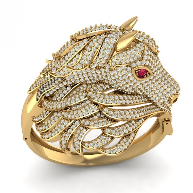 gold bangle with horse 3D Print Model .c4d .max .obj .3ds .fbx .lwo .lw .lws