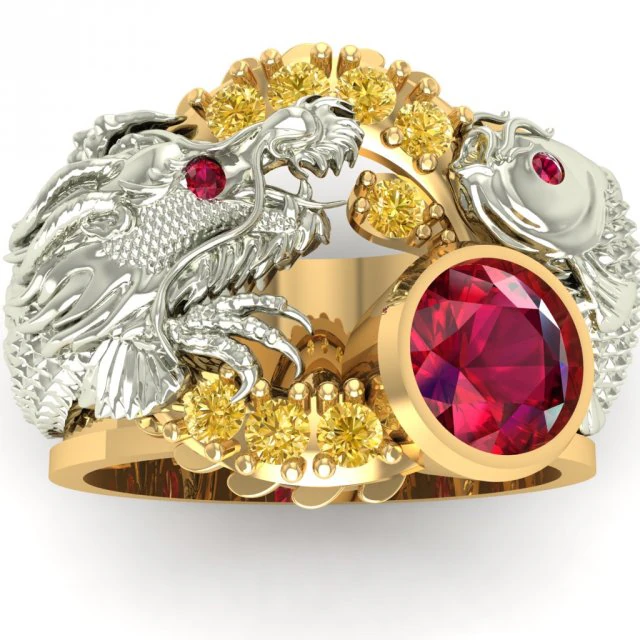 gold ring with ruby 3D Print Model .c4d .max .obj .3ds .fbx .stl .blend