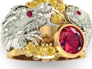 gold ring with ruby 3D Print Model