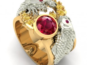 gold ring with ruby Modèles 3D en vedette
