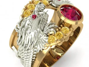 gold ring with ruby 3D Print Model