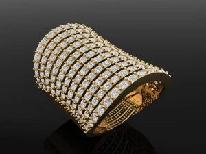 Gold-Damenring mit Diamant formal 1 3D Druckmodell