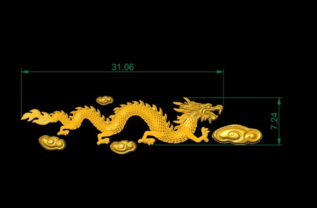 Download golden dragon for rings anh watch bracelet 3D Model